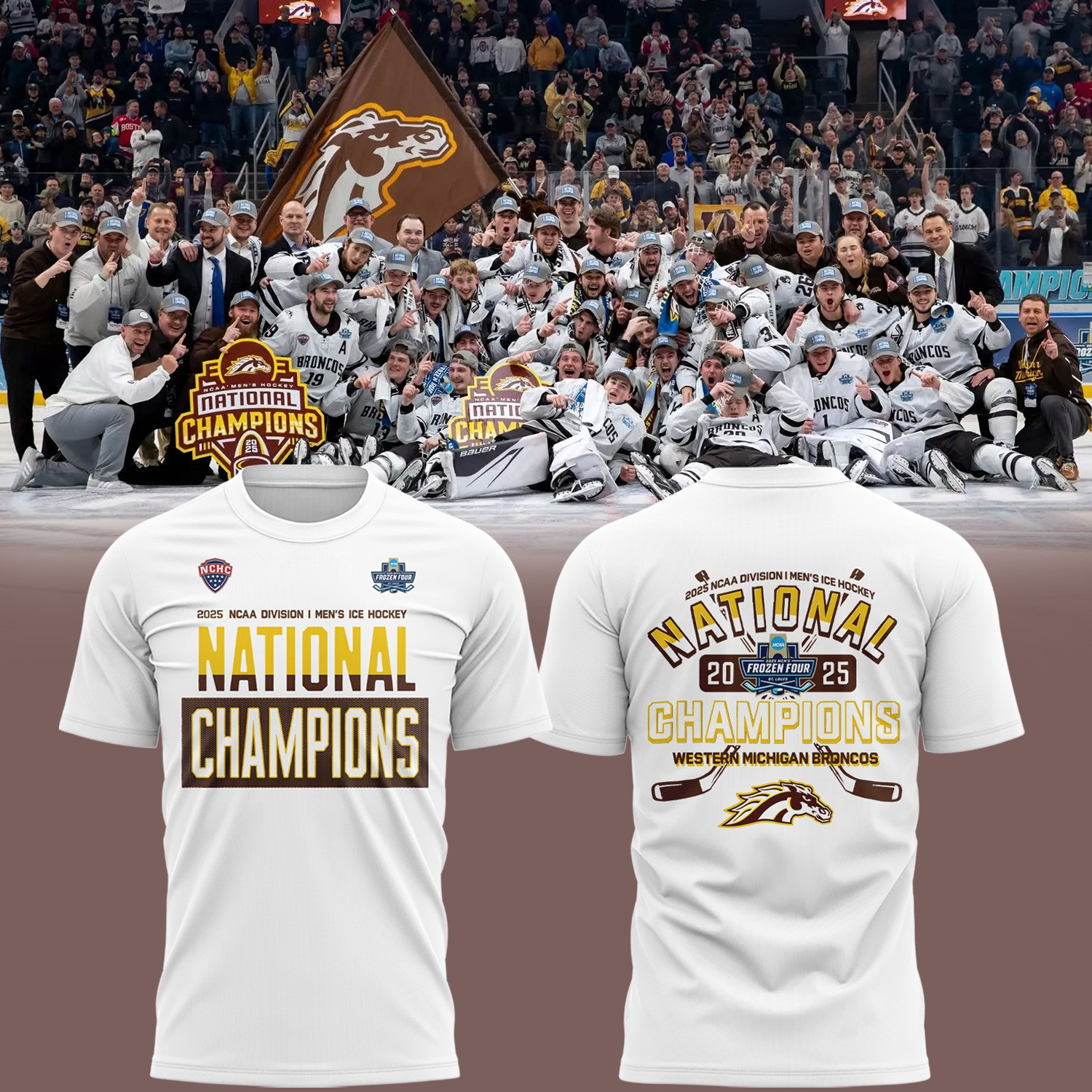 Western Michigan National Championship Gear Tee Shirt 2025 WMU Broncos Ice Hockey Fan Gifts