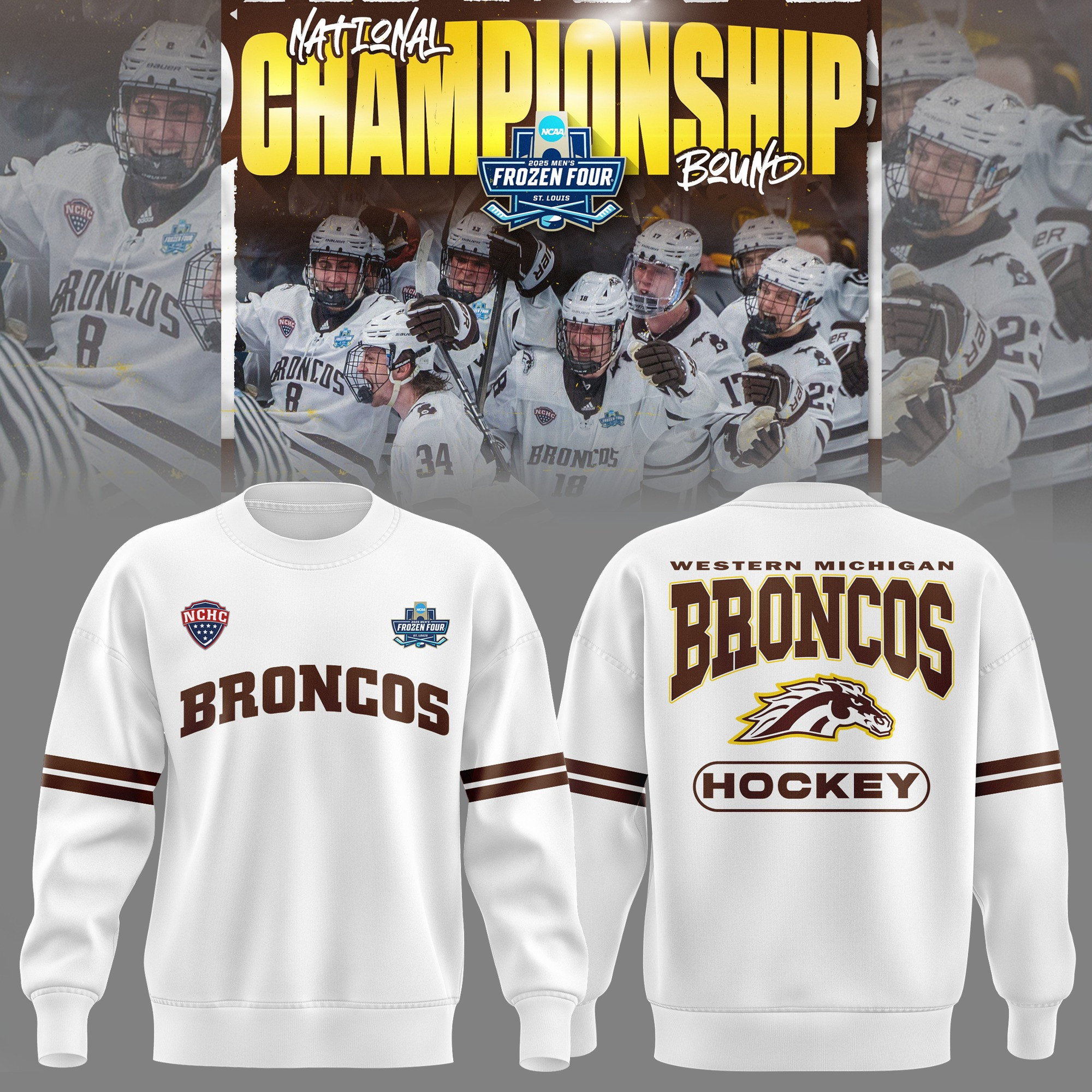 Western Michigan National Championship Sweatshirt WMU Hockey 2025 Fan Gear Merch