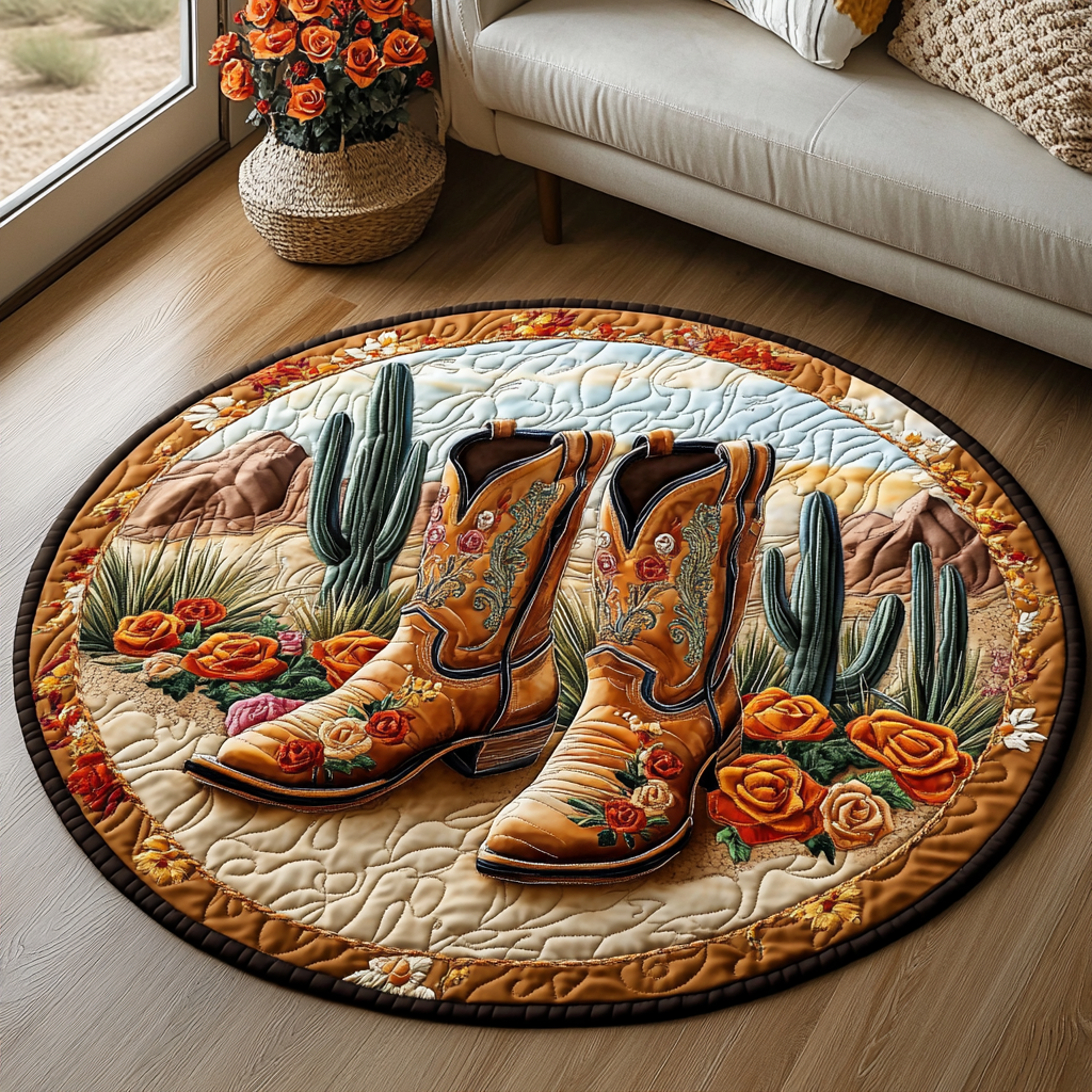 Western Rug Quilted Round Mat Entry Way Ideas Gift Baskets For Farmers