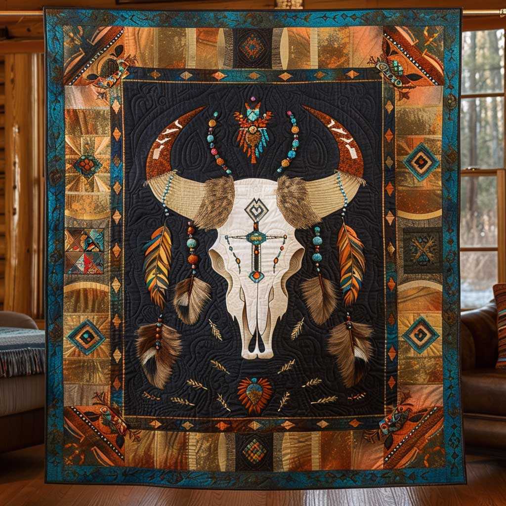 Western Skull Journey Xmas Quilted Blanket Blanket Coolf Gifts For Married Couples