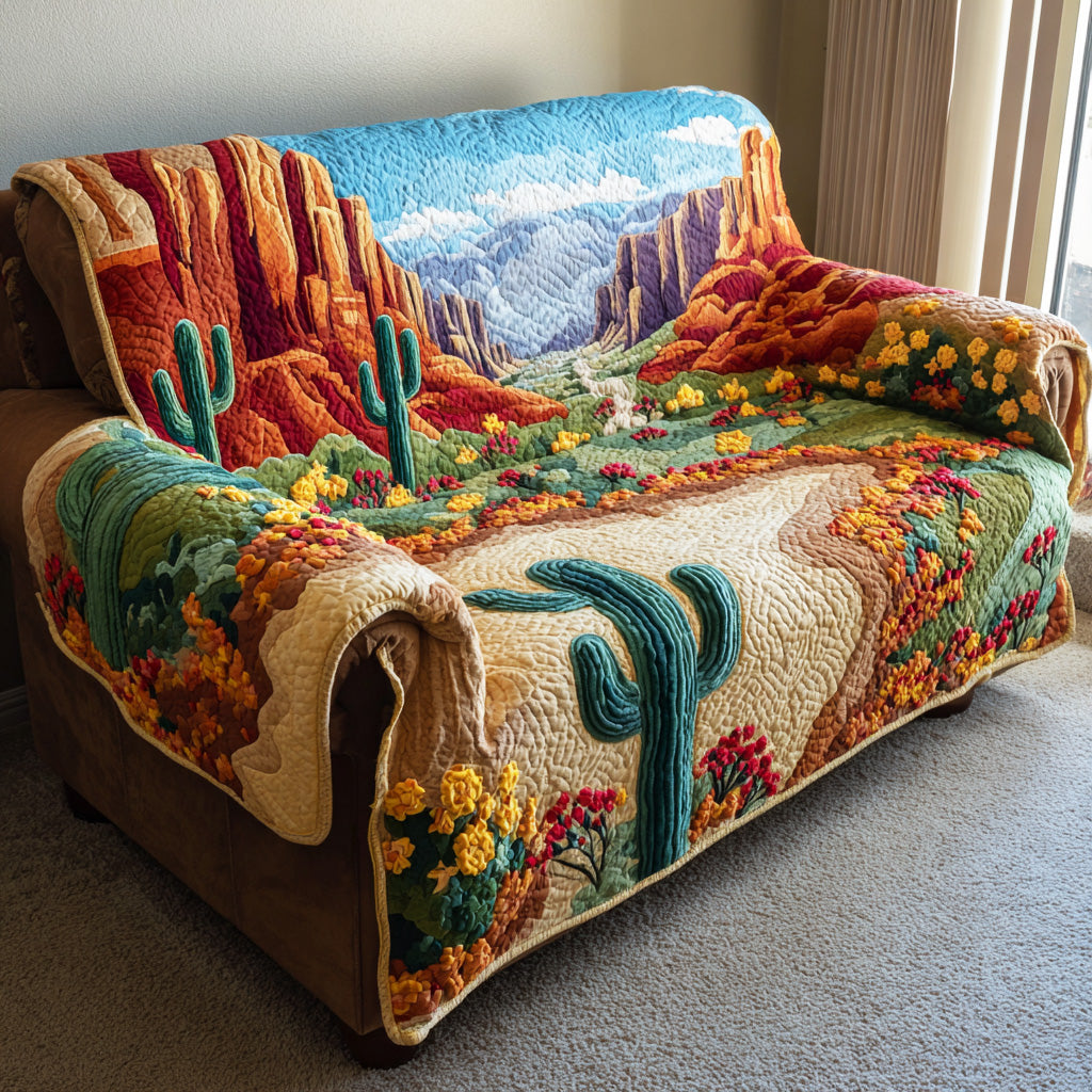 Western Soul Path Quilted Sofa Cover Holiday Season Couch Covers Indoor Christmas Decorations