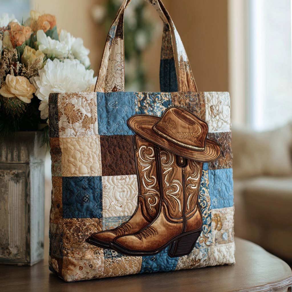 Western Spirit Quilted Tote Bag Presents For Cow Lovers