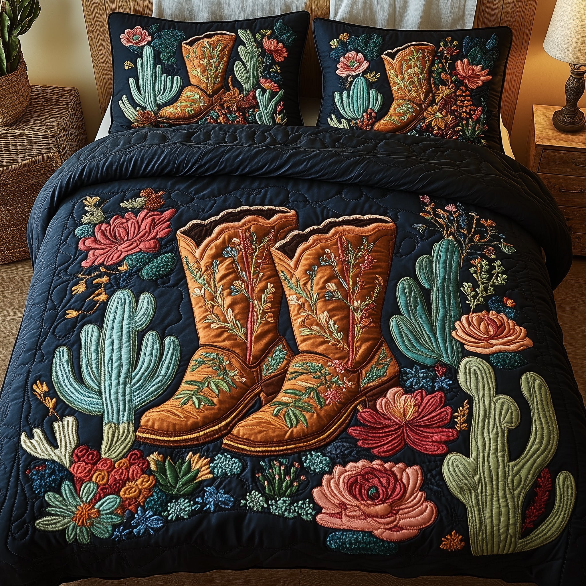 Western Stomp Quilted Bedding Set Duvet Cover Bed Sheet Best Christmas Gifts For Cowboys
