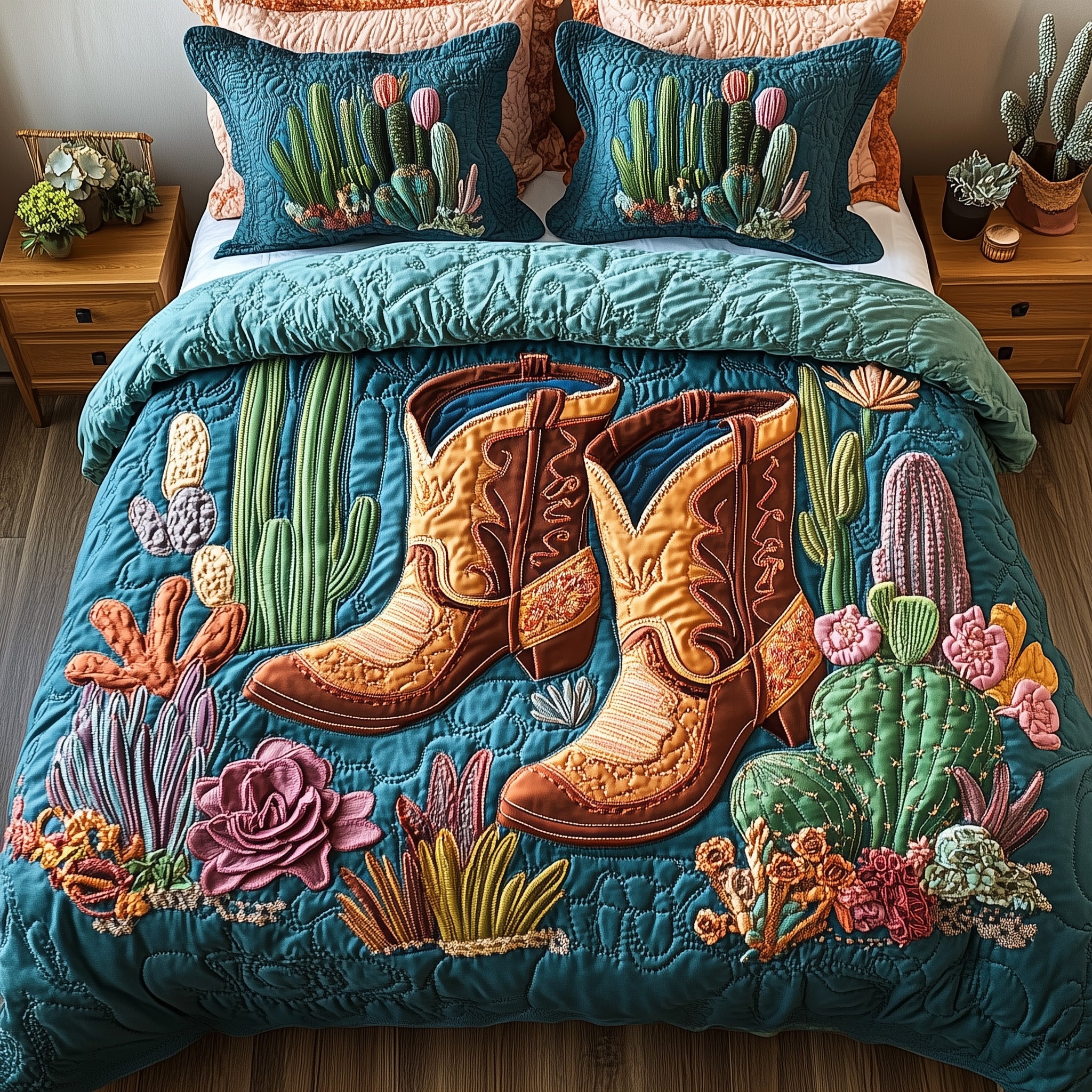 Western Stomp Quilted Bedding Set Duvet Cover Bed Sheet Country And Western Gifts
