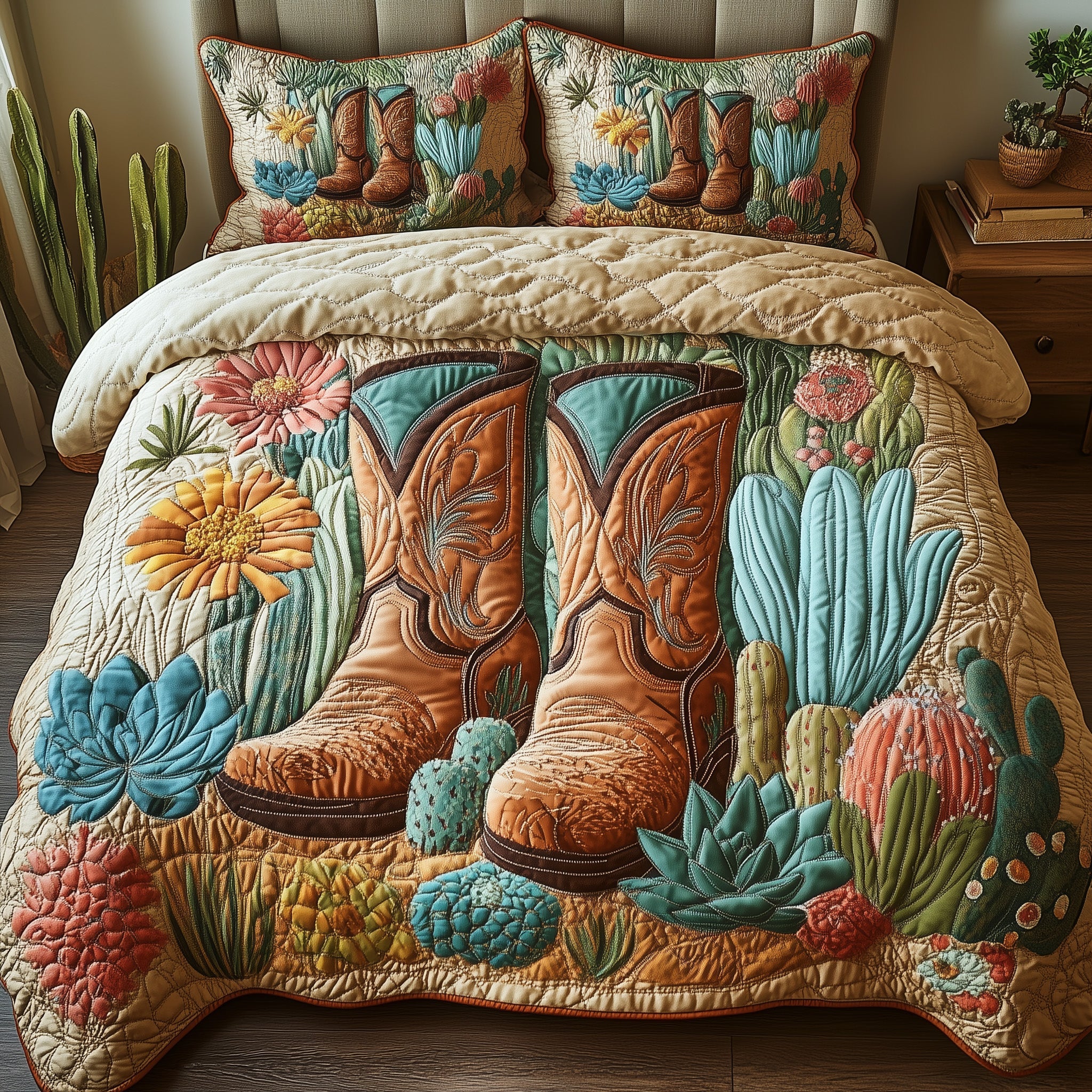 Western Stomp Quilted Bedding Set Duvet Cover Bed Sheet Gifts For Little Cowboys