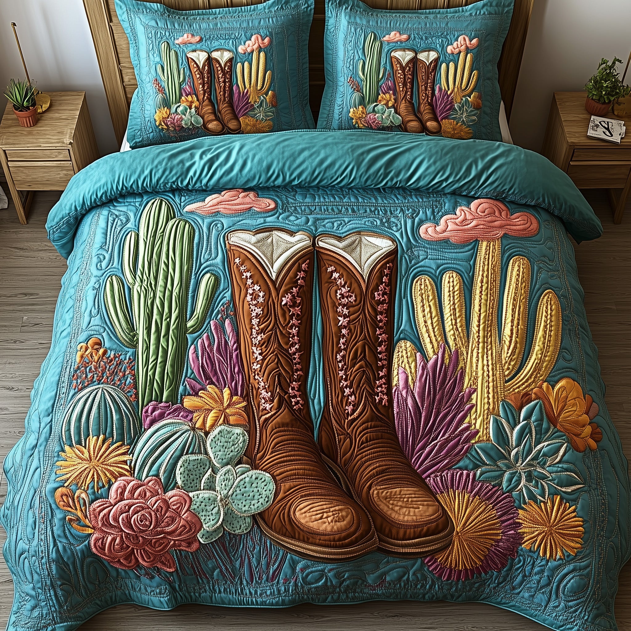 Western Stomp Quilted Bedding Set Duvet Cover Bed Sheet Western Christmas Gifts For Him