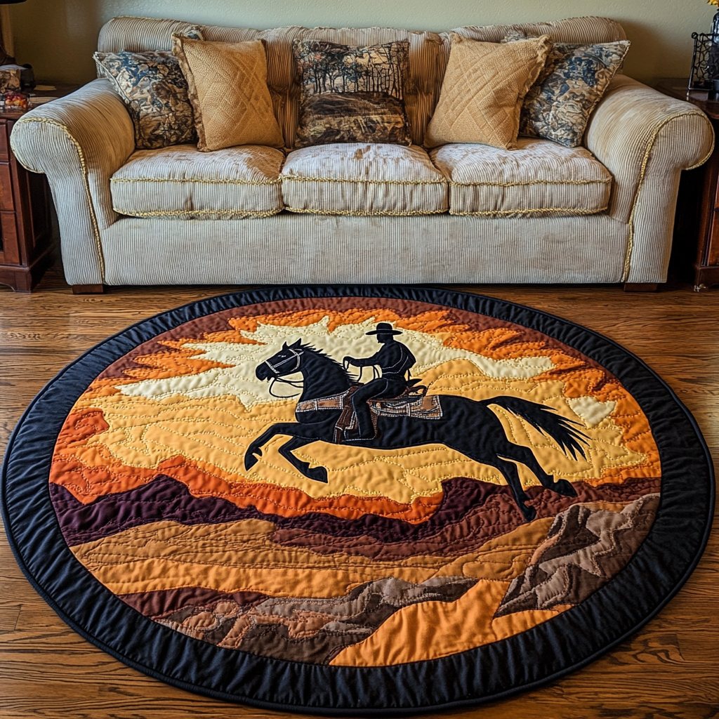 Western Trails Quilted Round Mat Foyer Decor Ideas Farming Gifts For Him