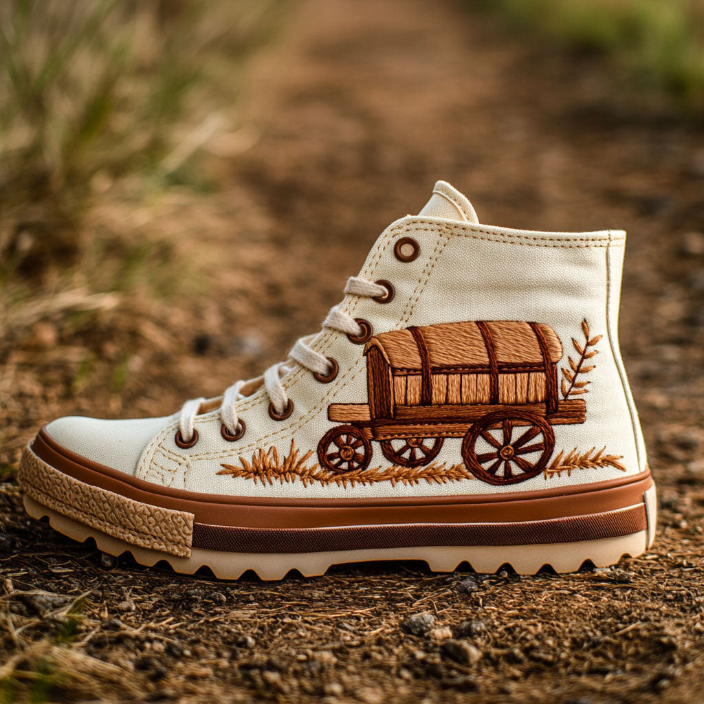 Western Wagon Canvas High Tops Summer Merch Vibes