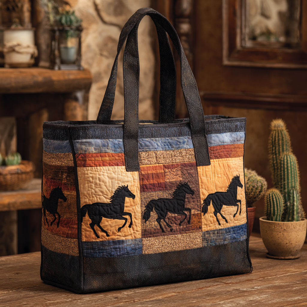 Western Whimsy Quilted Tote Bag Horse Gifts For Women