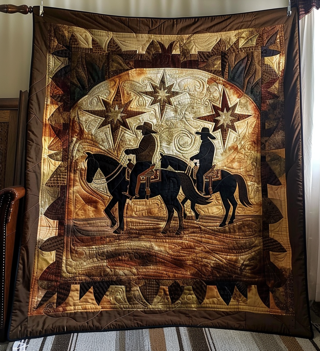 Western Whisper Quilted Blanket Gift For Cow Lover