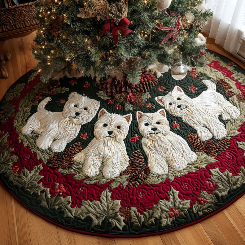 Westie Christmas Cheer Quilted Christmas Tree Skirt Holiday Decor Xmas Gift For Dog Lover