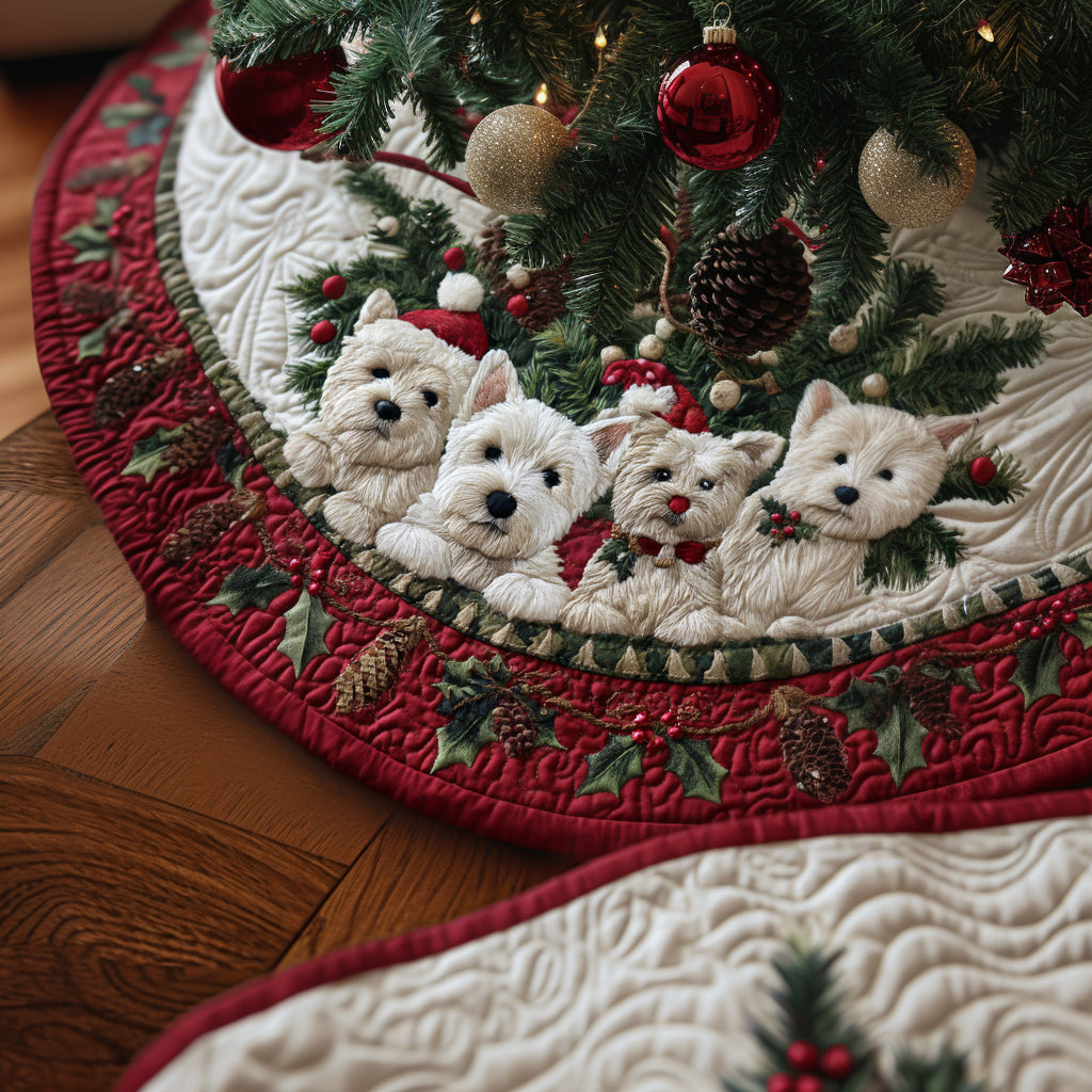 Westie Christmas Joy Quilted Christmas Tree Skirt Xmas Indoor Decorations Best Gifts For Dog Pet Lovers