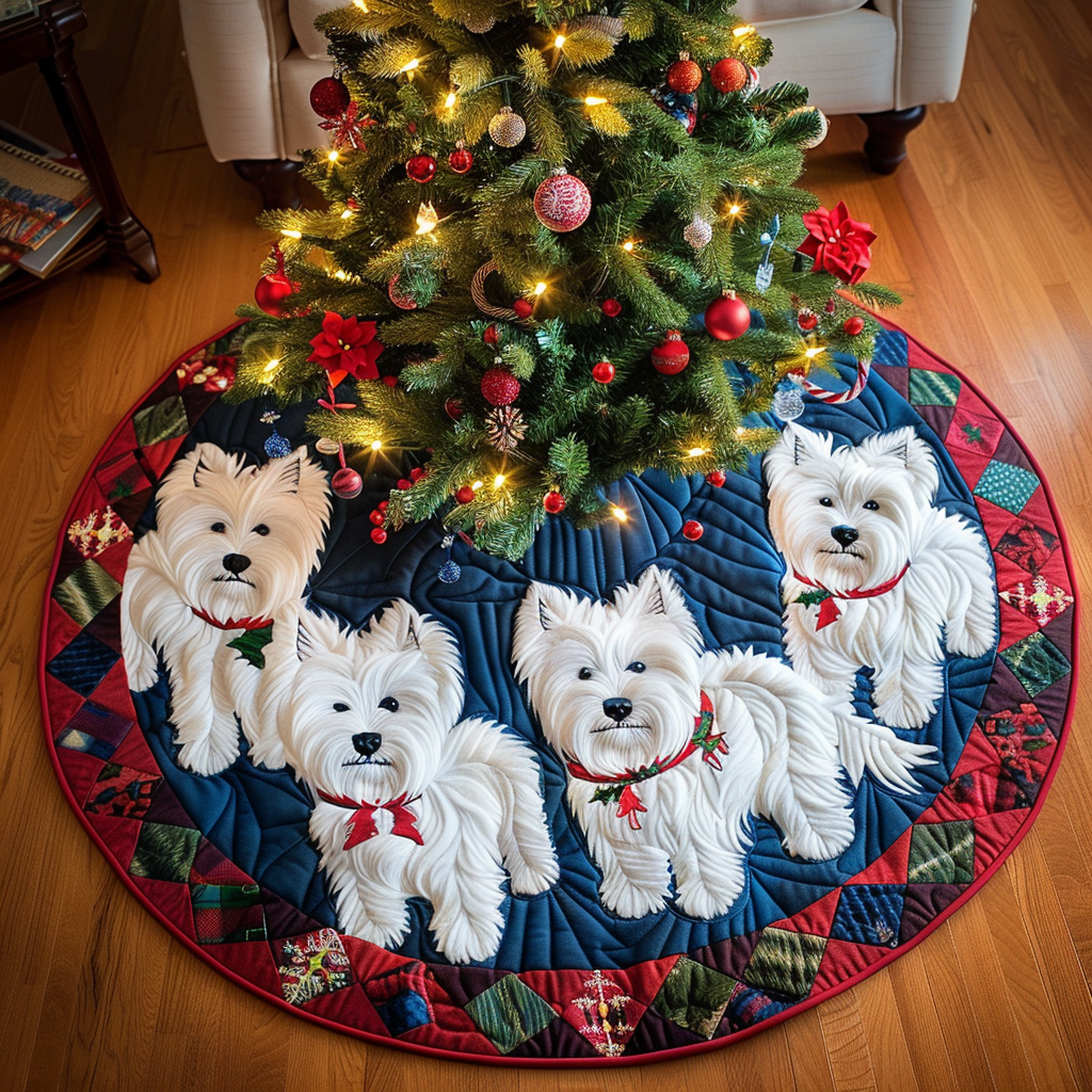Westie Christmas Magic Christmas Quilted Tree Skirt Westie Christmas Tree Decor Dog Lover Gift