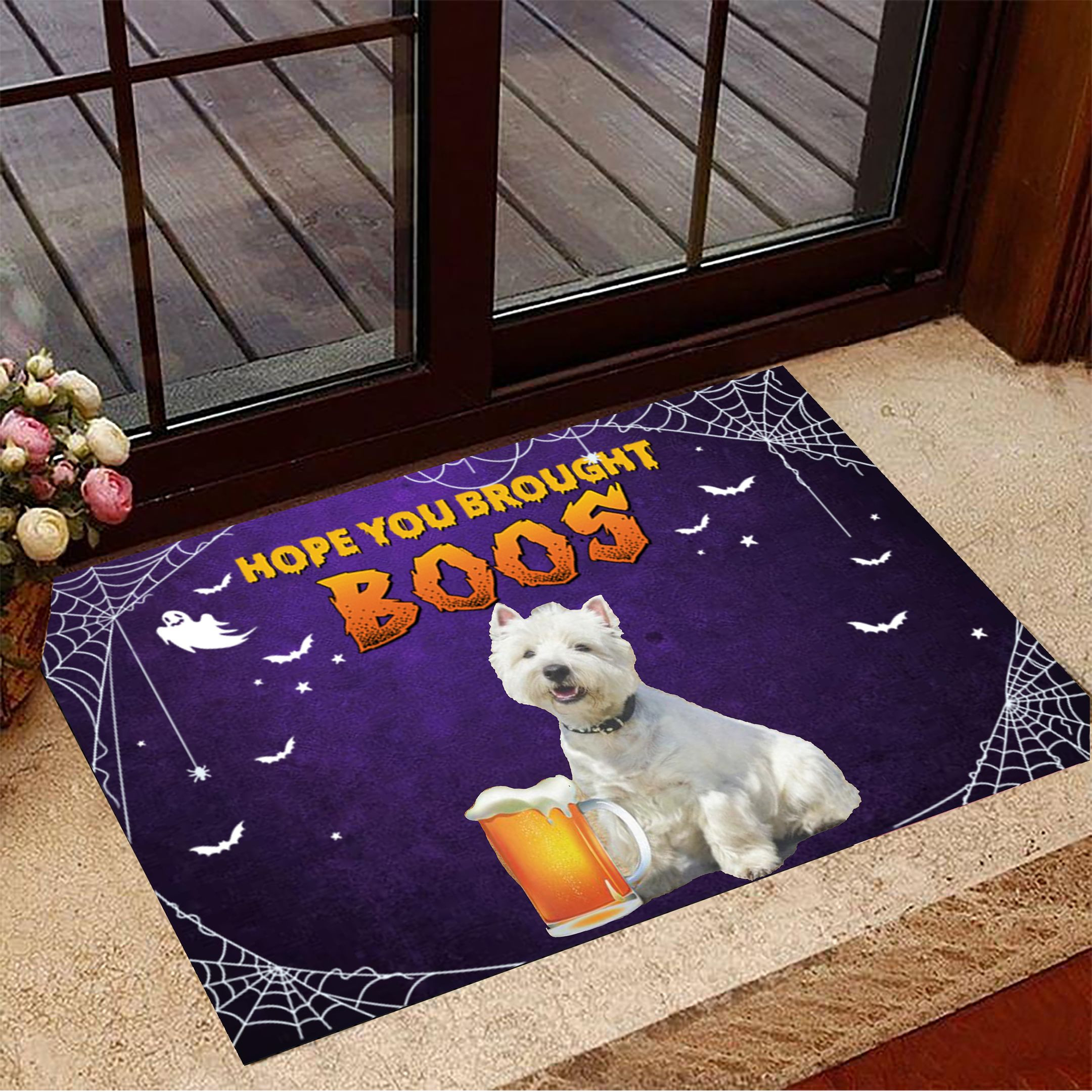 Westie Hope You Brought Boos Doormat Dog Welcome Mat Halloween Decorations Indoor