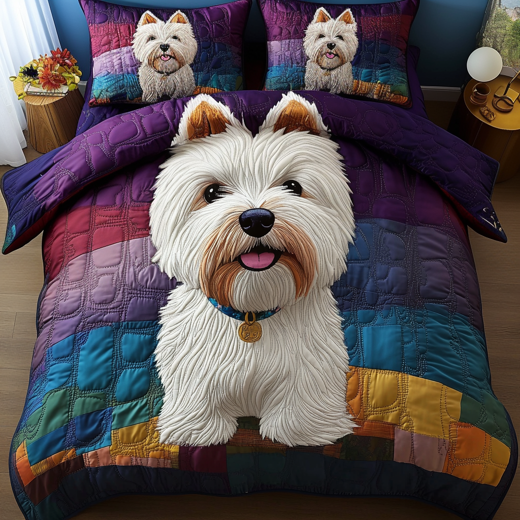 Westie Love Quilted Bedding Set Lightweight Duvet Cover Set for Year-Round Comfort