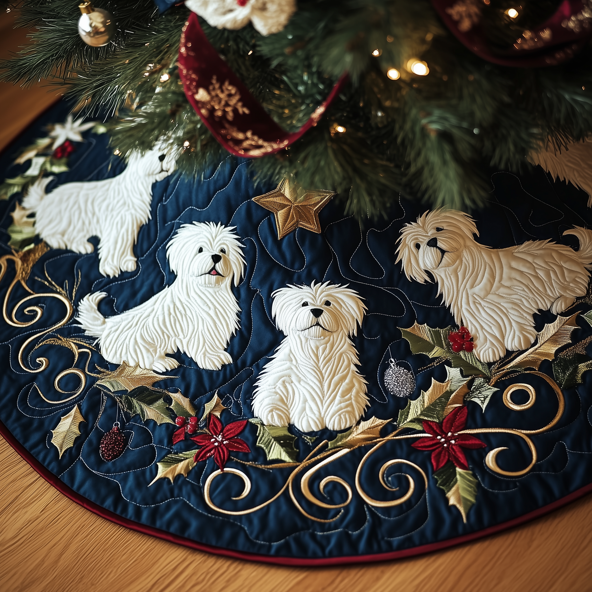 Westie Quilted Tree Skirt Holiday Tree Skirt Must-Have