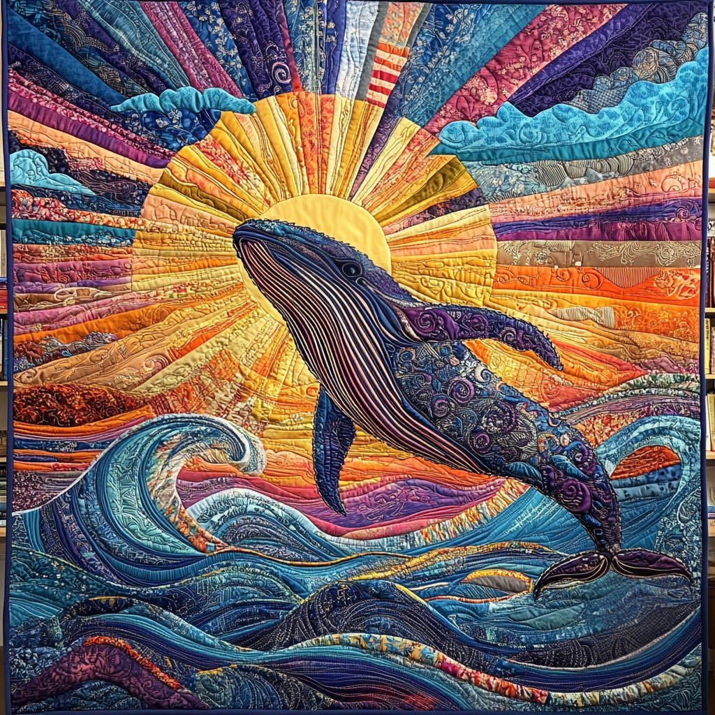 Whale Dance Quilted Blanket Christmas Throw Blanket Orca Whale Gift Ideas