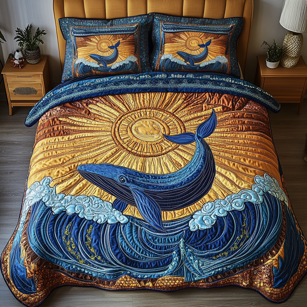 Whale Dream Quilted Bedding Set Holiday Duvet Covers Whale Themed Gifts