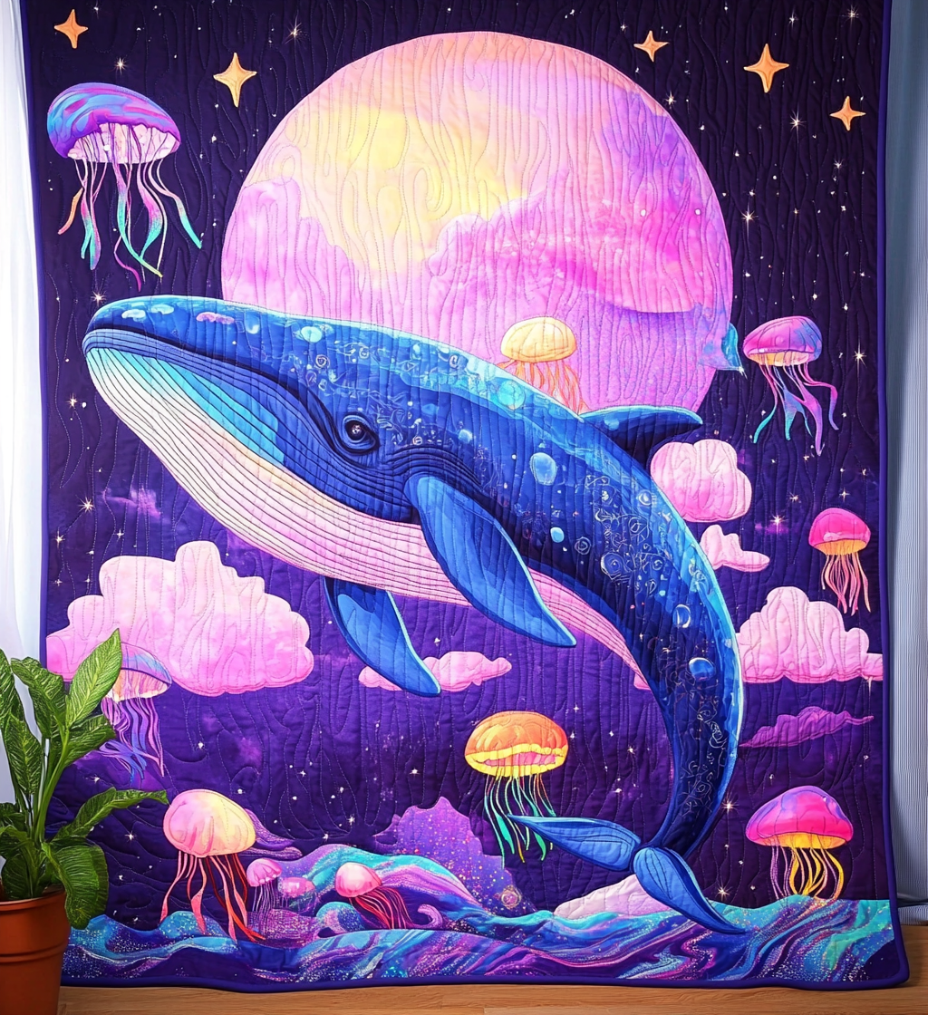 Whale Dream Quilted Blanket Cute Fall Blankets