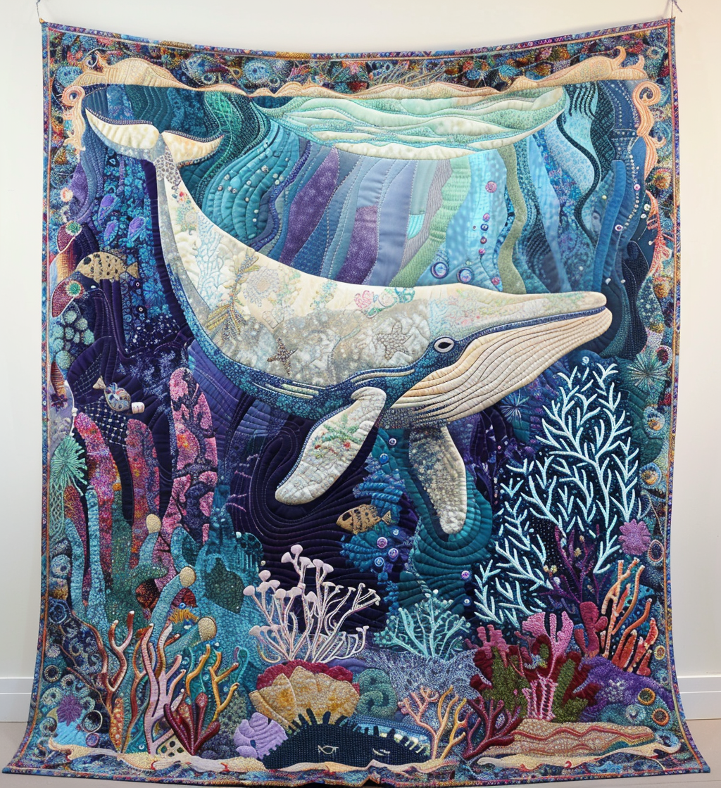 Whale Dreams Quilted Blanket Gift For Whale Lover