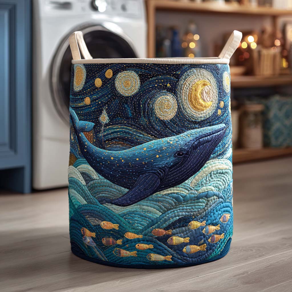 Whale Horizon Quilted Laundry Basket Merch For Family
