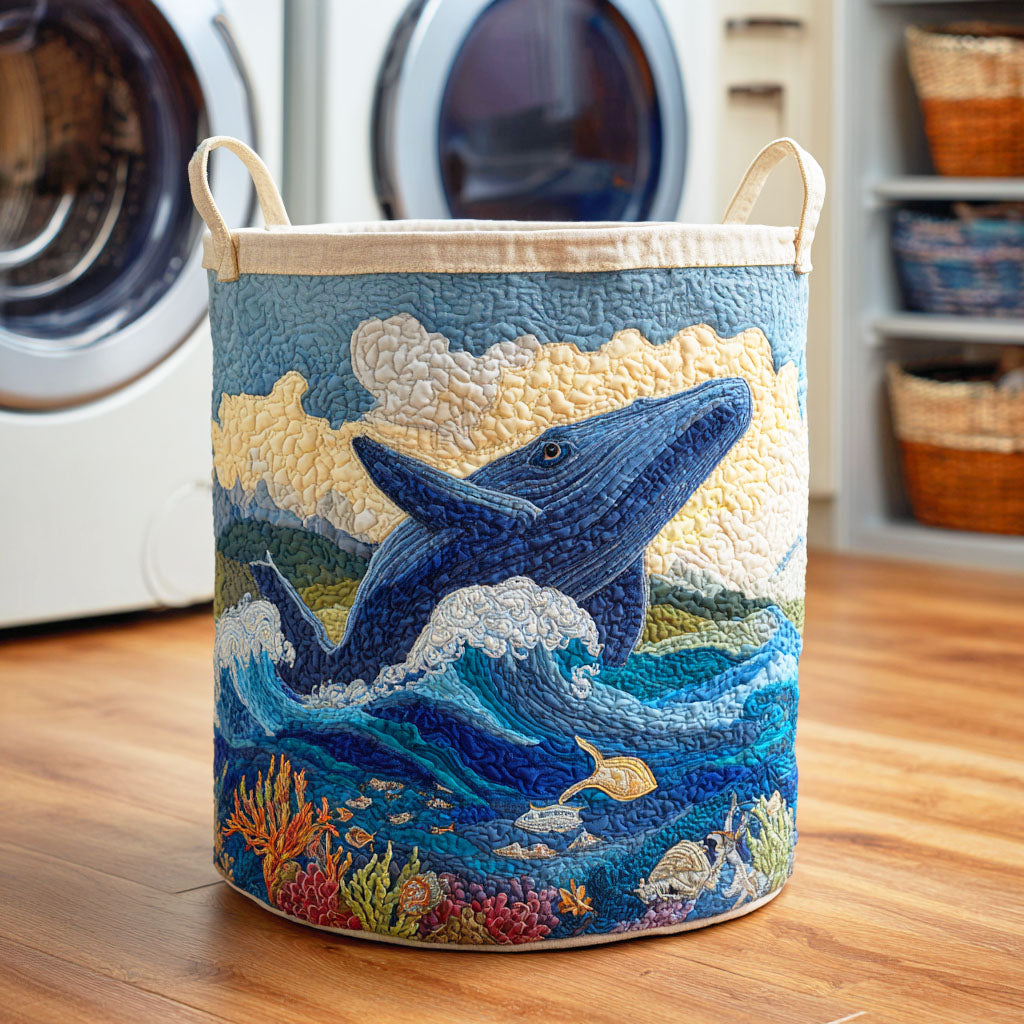 Whale Horizon Quilted Laundry Basket Mother's Day Merch Gift