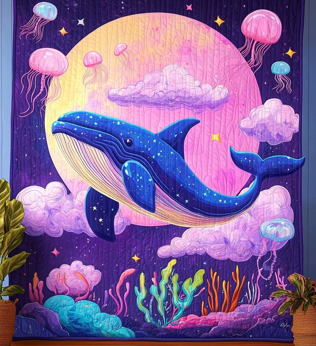 Whale Imaginary Quilted Blanket Cute Fall Blankets