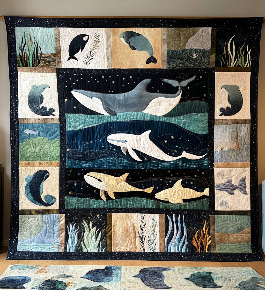 Whale Night Quilted Blanket Cute Fall Blankets