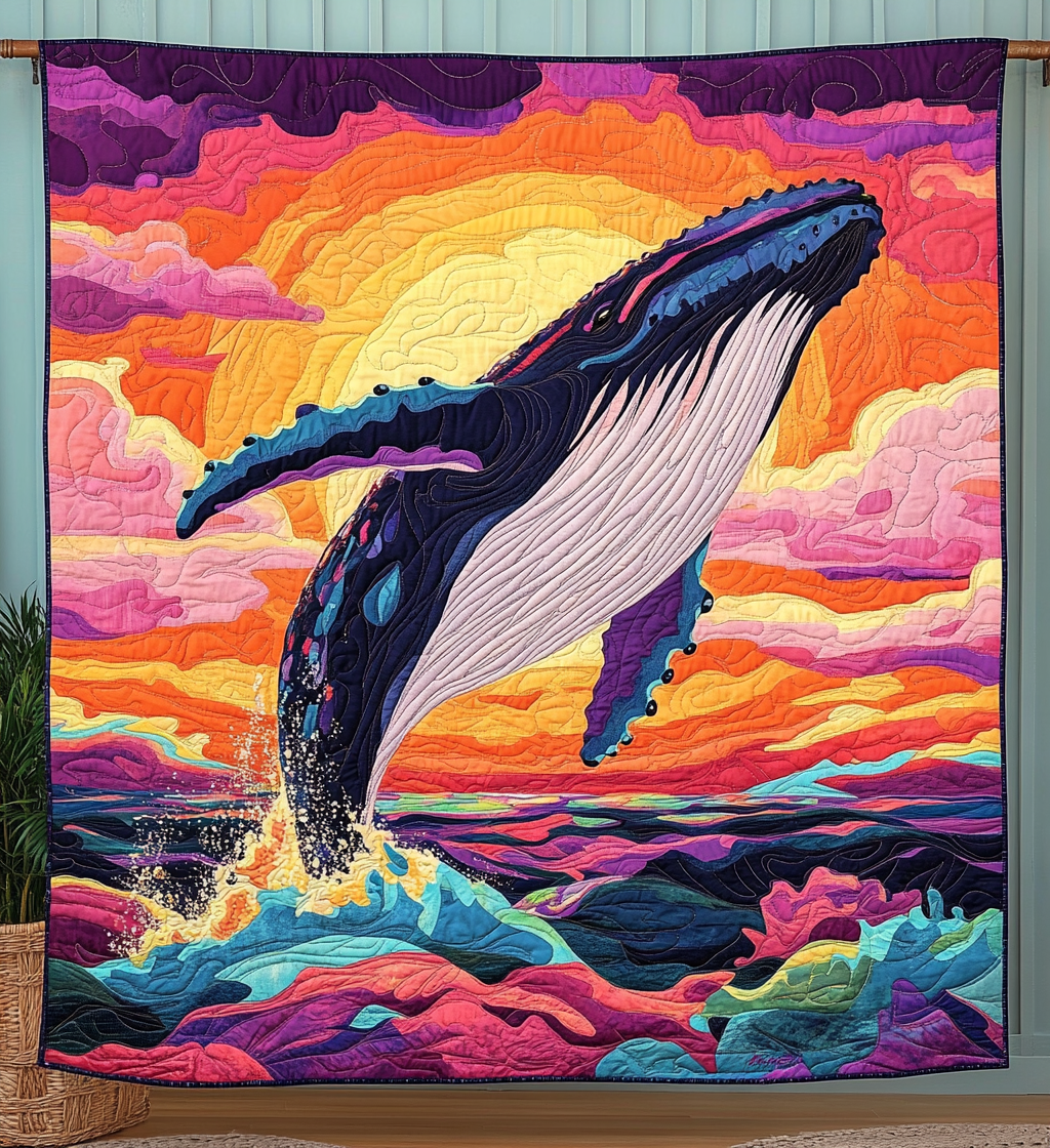 Whale Oasis Quilted Blanket Cute Fall Blankets