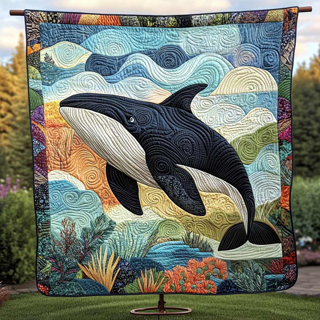 Whale of the Wild Quilted Blanket Gift For Whale Lover