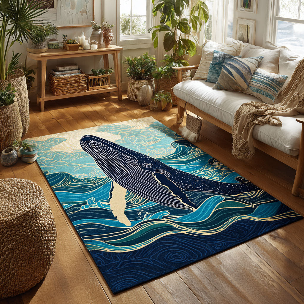 Whale Serenade Area Rug Indoor Outdoor Carpet Cute Christmas Gifts For Girlfriend