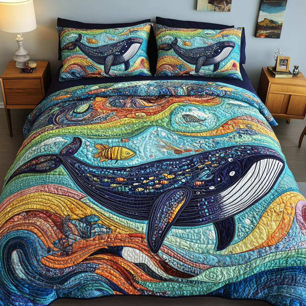 Whale Song Quilted Bedding Set Bedroom Decorations Best Unique Gifts For Whale Lovers