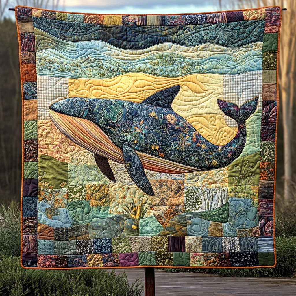 Whale Song Serenity Quilted Blanket Gift For Whale Lover