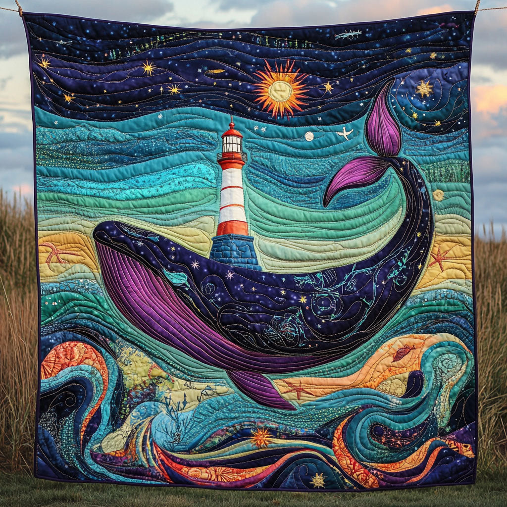 Whale's The Mission Quilt Blanket Throws for Couch Unique Gift for Lighthouse Lovers