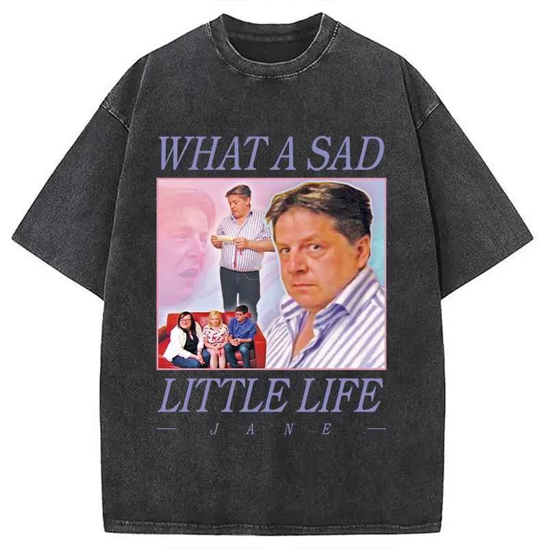 What A Sad Little Life Jane Washed T-Shirt Retro Streetwear Graphic Top Gifts For Besties
