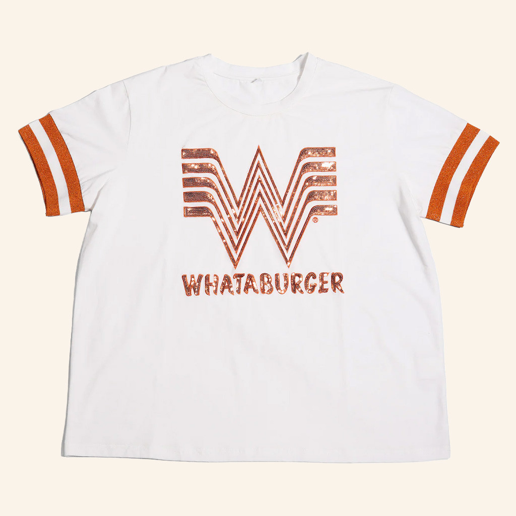 Whataburger Merch Brianna Cannon Sequin White T-Shirt Whataburger Shirt Friends Gifts