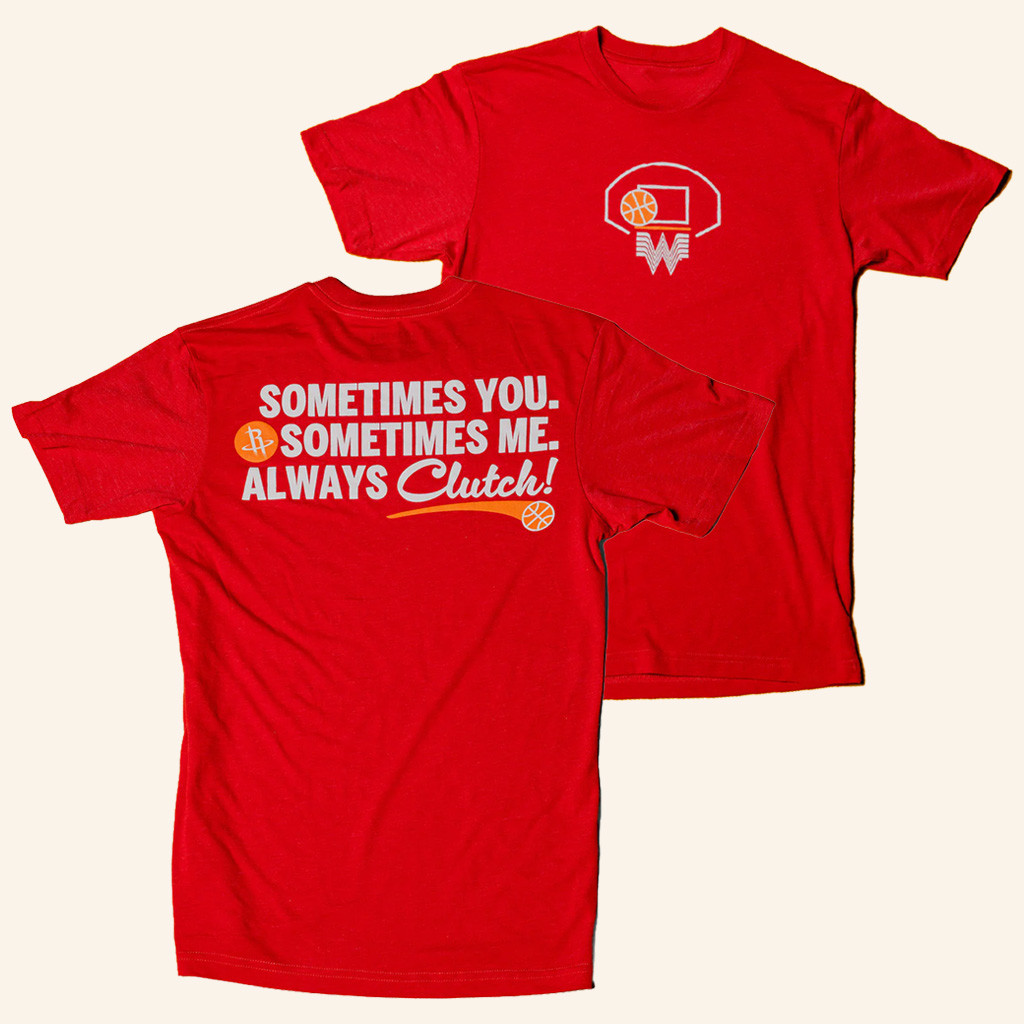 Whataburger Merch Houston Rockets x Whataburger Always Clutch Red T-Shirt Gifts For Friends Whataburger Merch Houston Rockets x Whataburger Always Clutch Red T-Shirt Gifts For Friends