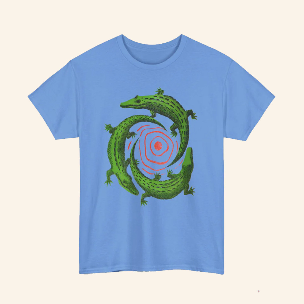 Whatmart Merch Mid Century Manolo Prieto Three Alligators Swirl Book Cover T-Shirt Dad Gifts