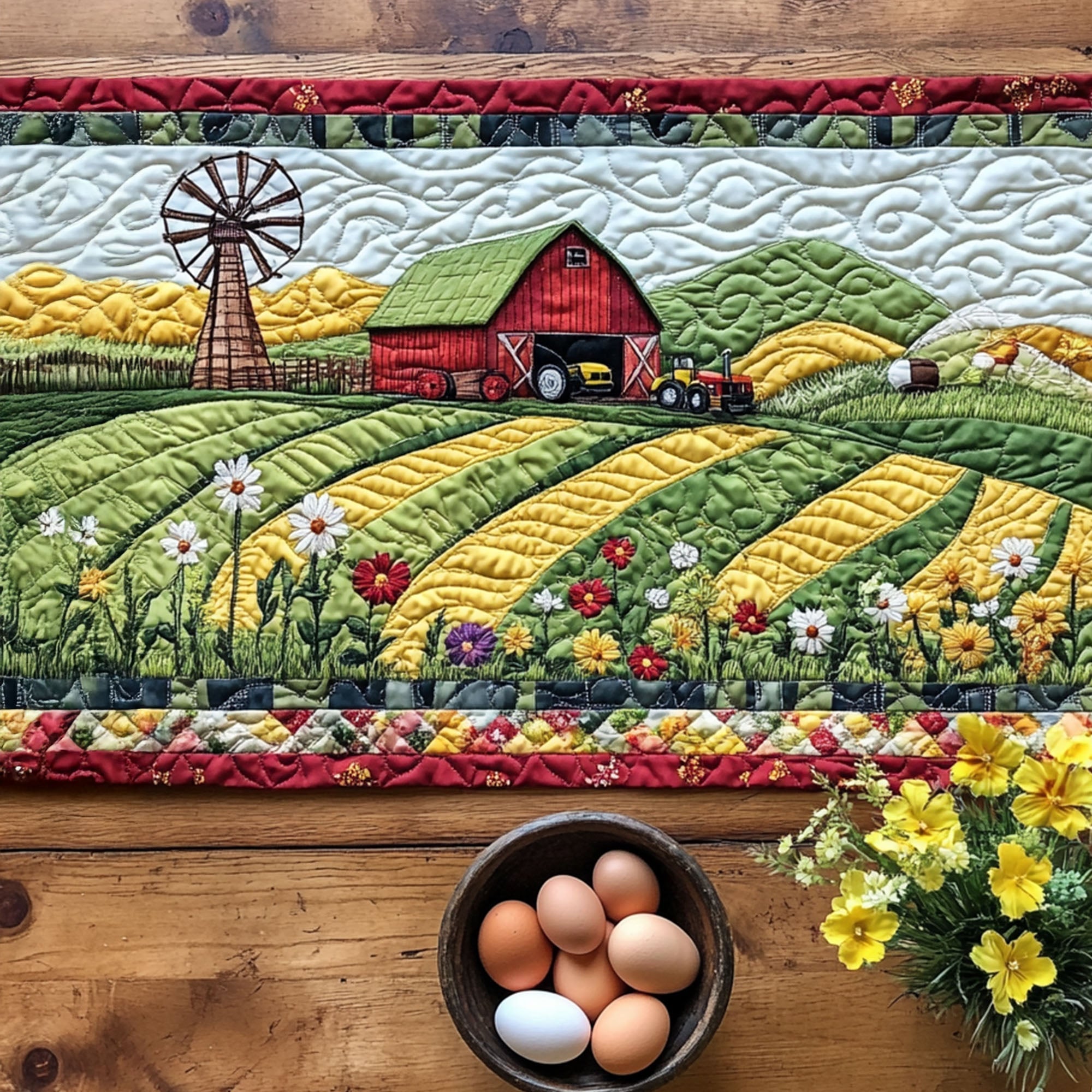 Wheat Fields Quilted Table Runner Dining Table Ideas Gifts For Farmers For Christmas