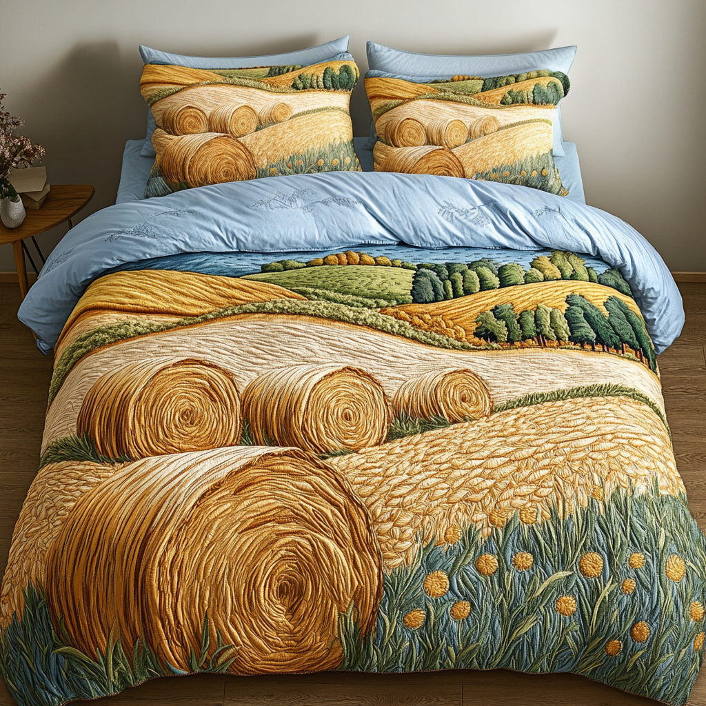 Wheat Haven Quilted Bedding Set Bed Decor Christmas Gifts For Mum