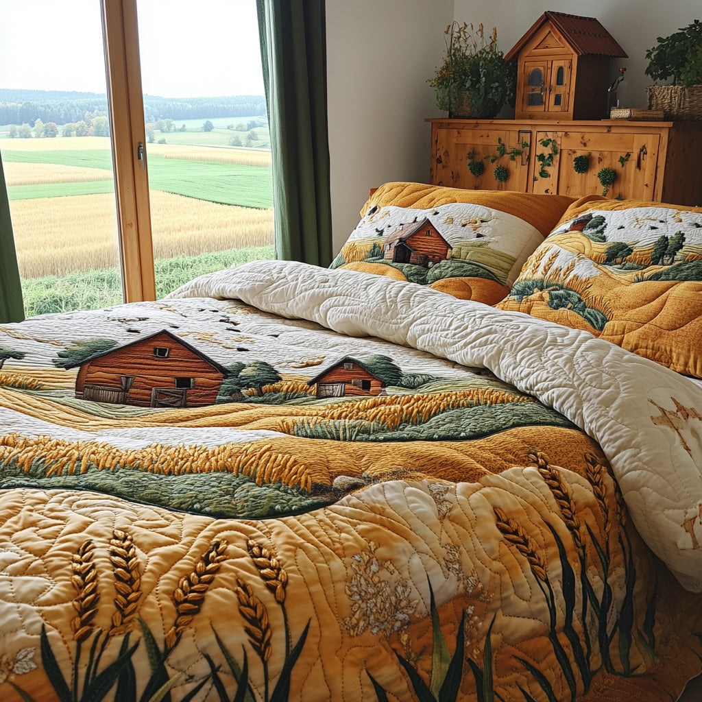 Wheat Whispers Quilted Bedding Set Bed Decorations Fun Fall Gift Ideas