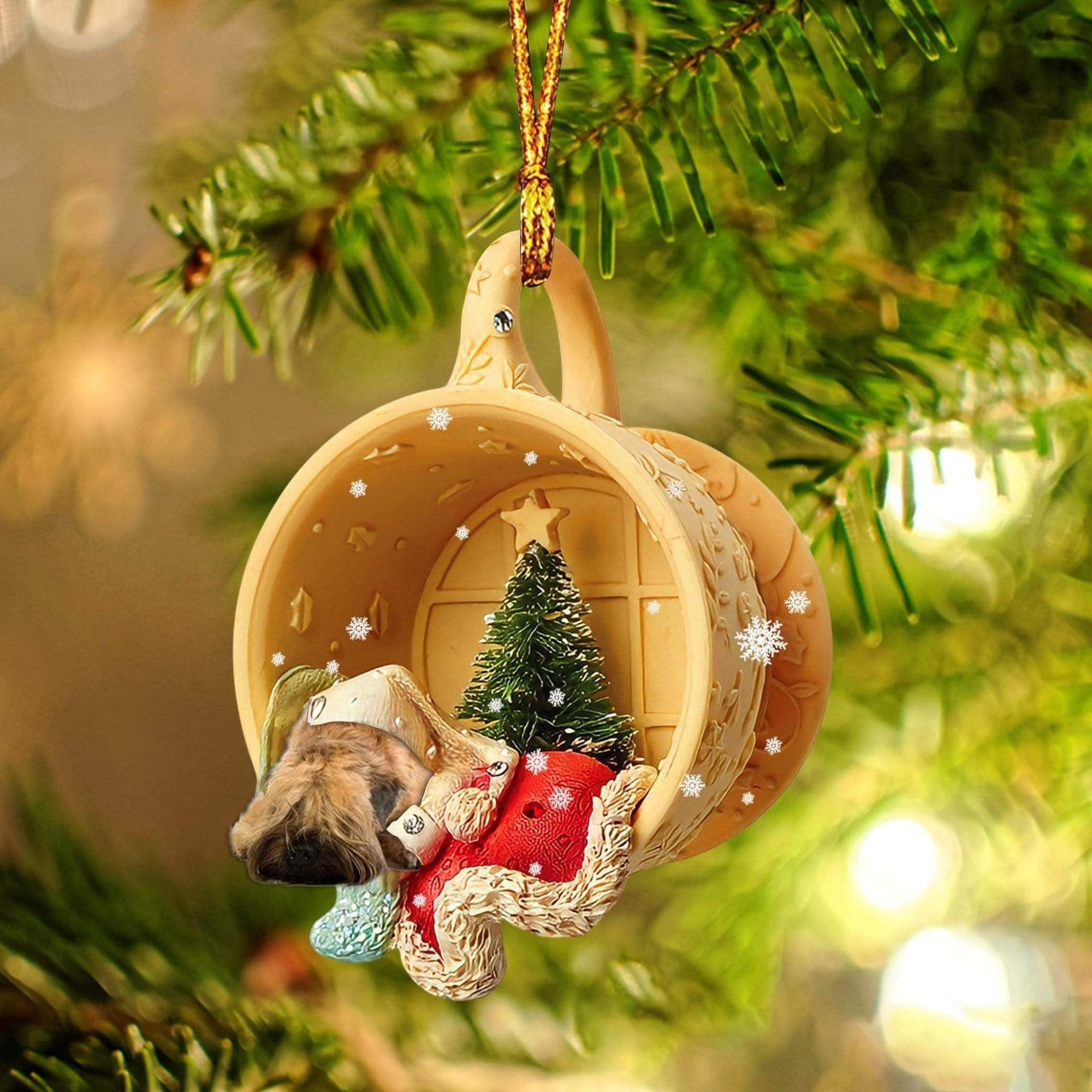 Wheaten Terrier Sleeping In A Cup Christmas Ornament Flat Acrylic Dog Christmas Ornament