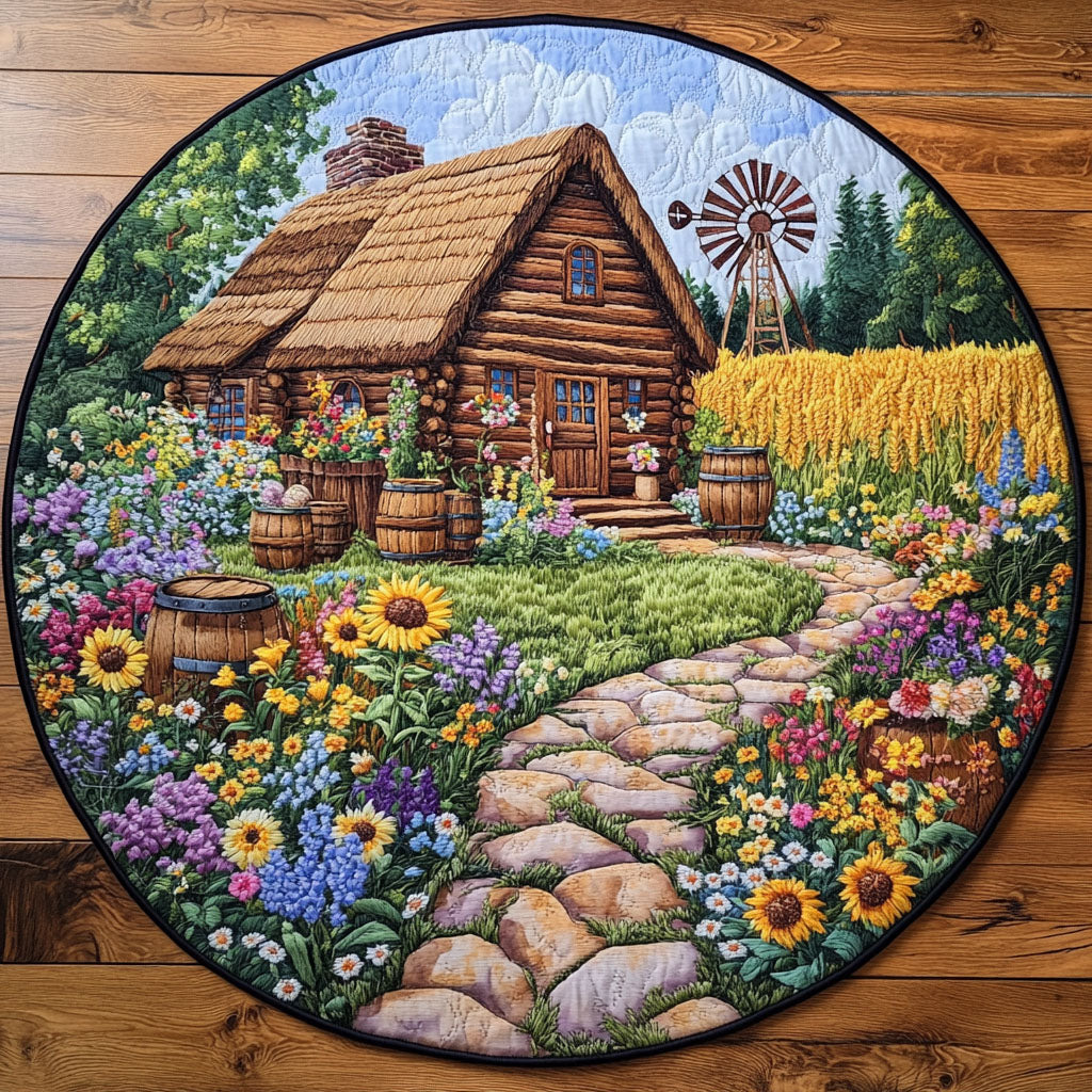 Wheatfield Cabin View Quilted Round Mat Entryway Ideas Gifts For Farmers And Ranchers