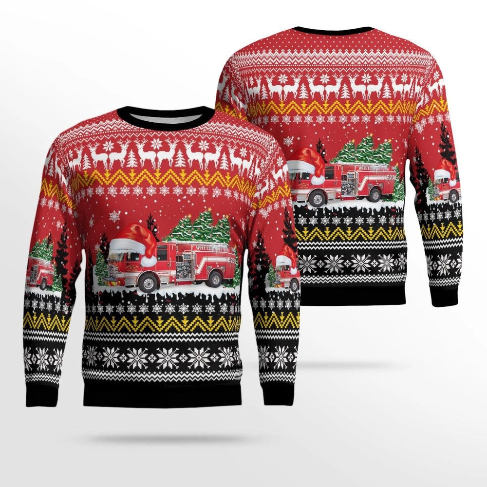 Wheeling Illinois Wheeling Fire Department AOP Ugly Sweater Gift For Christmas