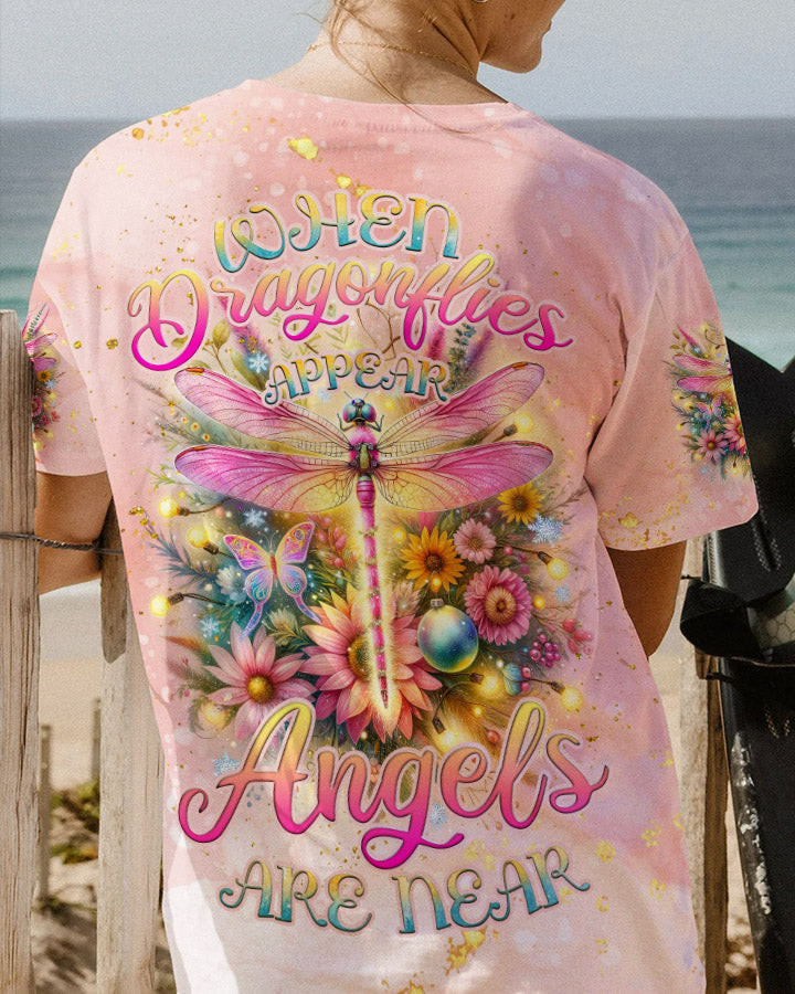 When Dragonflies Appear Christmas T-Shirt Angels Are Near Shirt Xmas Dragonfly Gifts