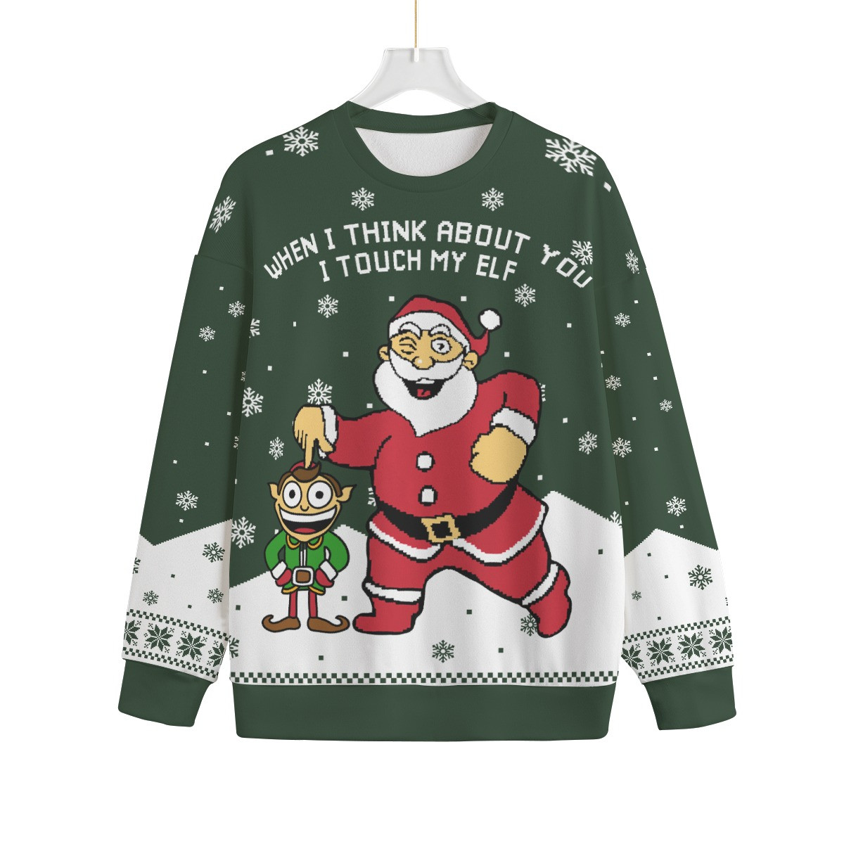 When I Think About You I Touch My Elf Plus Size Christmas Sweater Adults Seasonal Gift Merch for Cozy Christmas Vibes