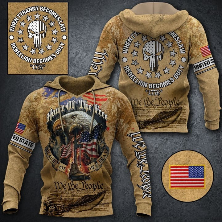 When Tyranny Becomes Law Hoodie US Eagle Home Of The Free Veteran Clothing We The People