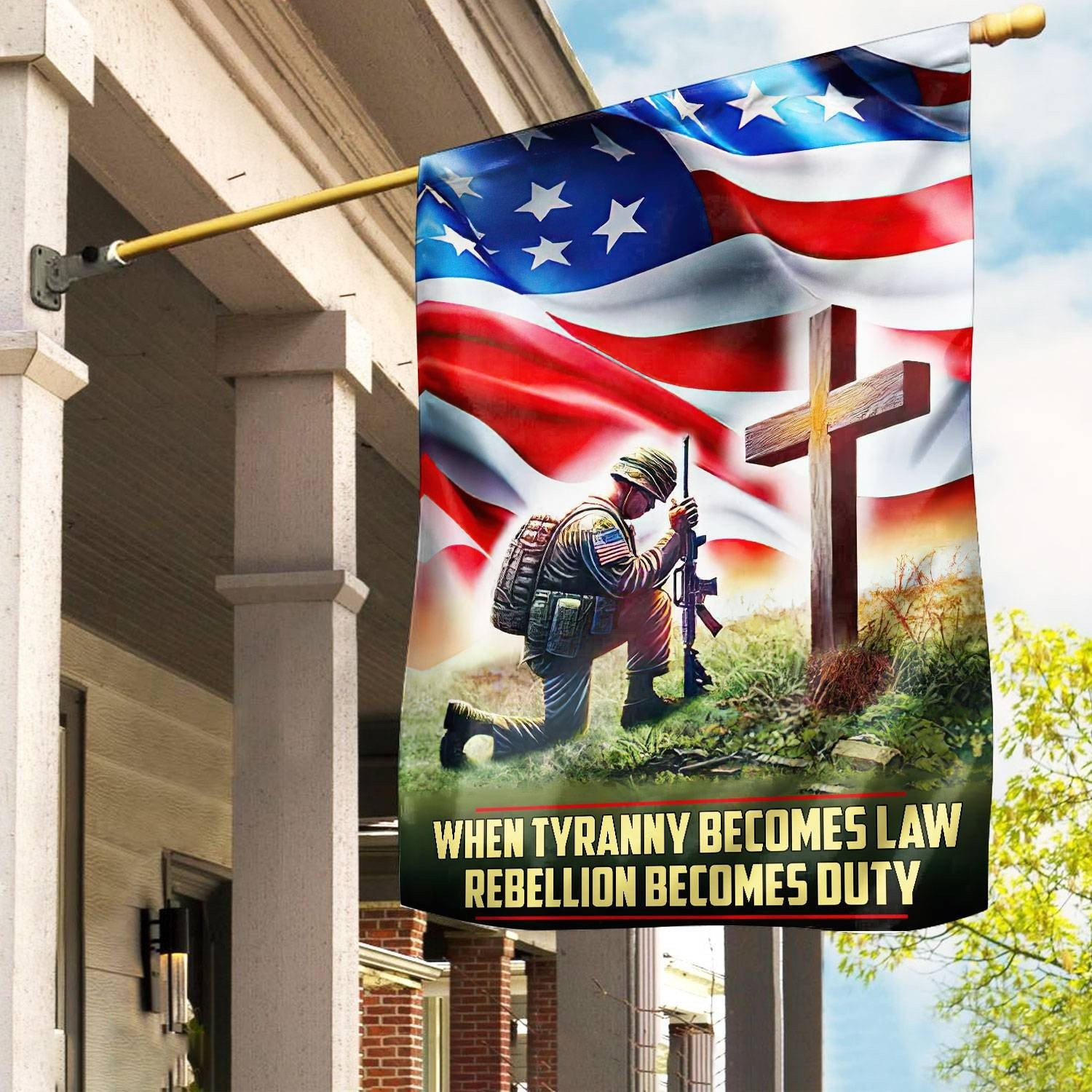 When Tyranny Becomes Law Rebellion Becomes Duty Flag US Veteran Flag