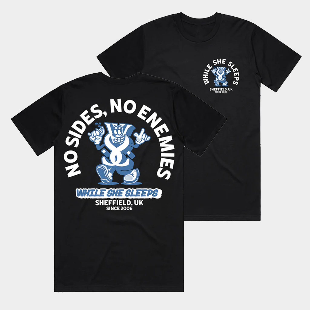 While She Sleeps Merch Mascot T-Shirt No Sides No Enemies WSS Shirt Gifts For Band Fans-1 While She Sleeps Merch Mascot T-Shirt No Sides No Enemies WSS Shirt Gifts For Band Fans-1