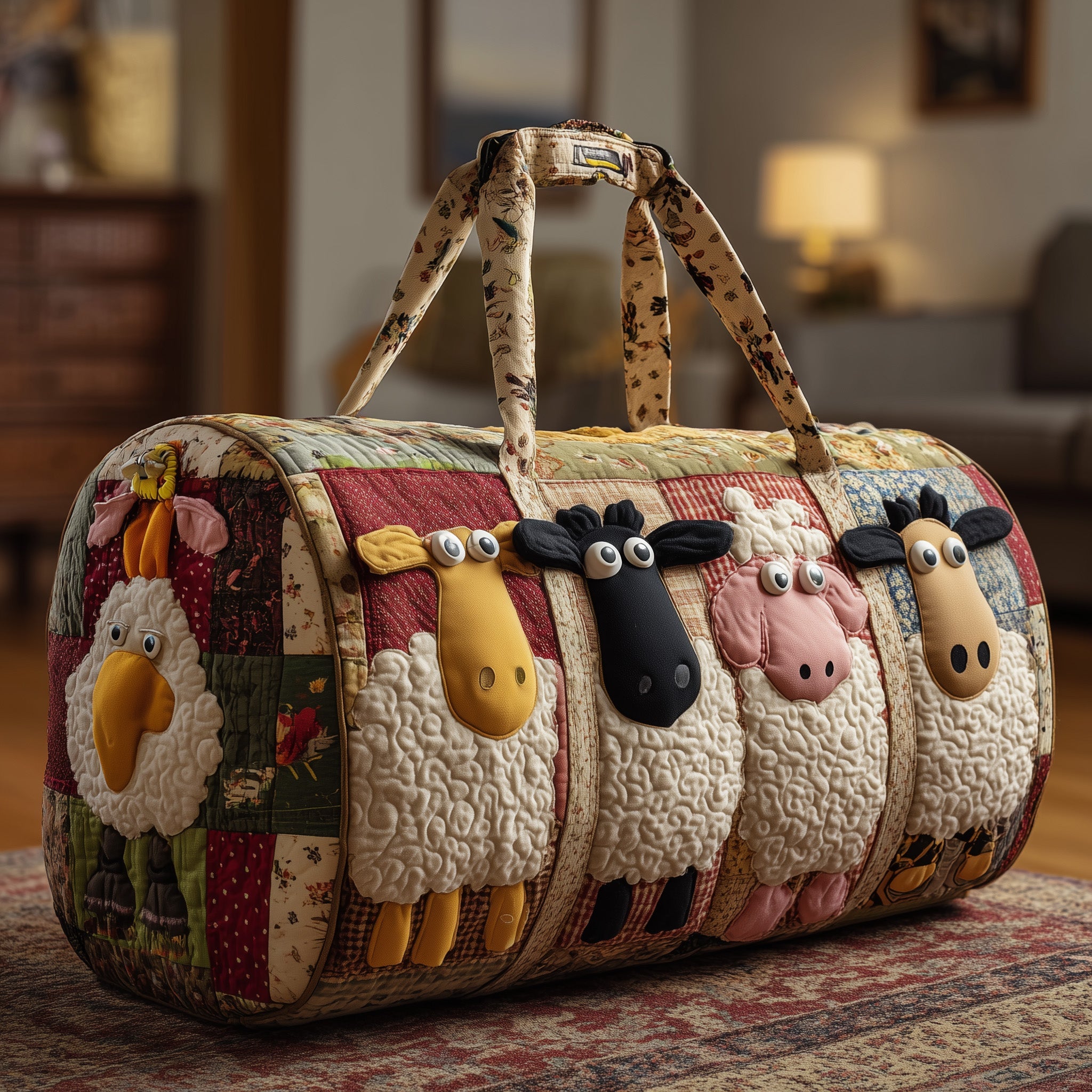 Whimiscal Sheep Quilted Duffle Bag Gift For Dad